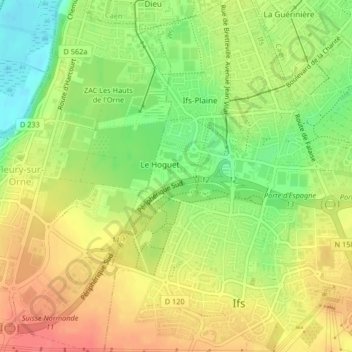 Topografische Karte Bas Hoguet, Höhe, Relief