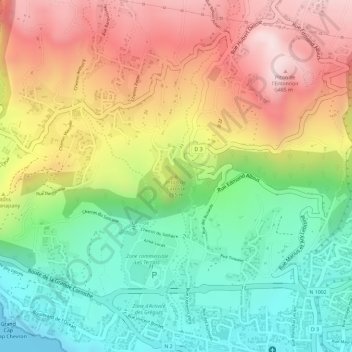 Topografische Karte Piton de Carosse, Höhe, Relief