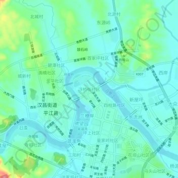 Topografische Karte 浮桥街社区, Höhe, Relief