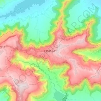 Topografische Karte Panchgani, Höhe, Relief