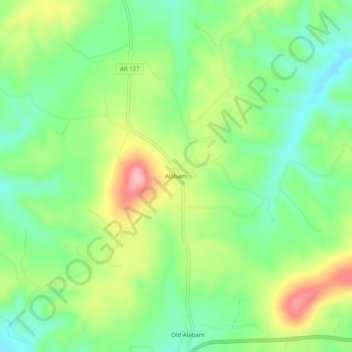 Topografische Karte Alabam, Höhe, Relief