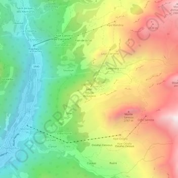 Topografische Karte Saler, Höhe, Relief