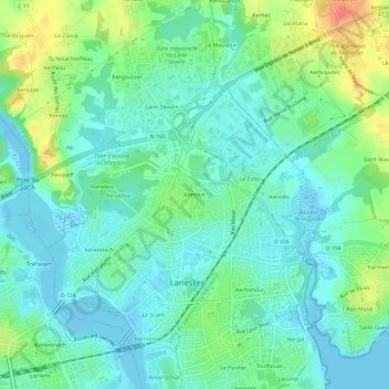 Topografische Karte Kerrous, Höhe, Relief