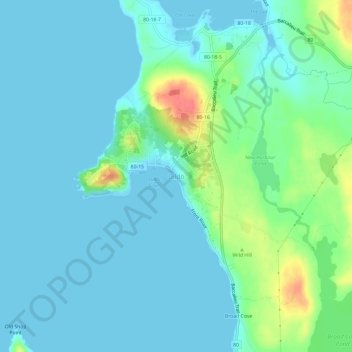 Topografische Karte Dildo, Höhe, Relief