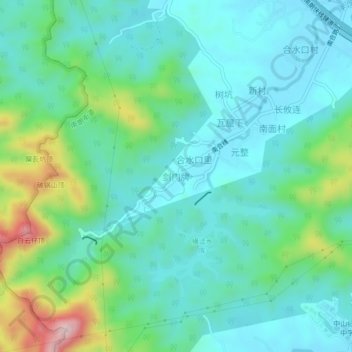 Topografische Karte 剑门牌, Höhe, Relief