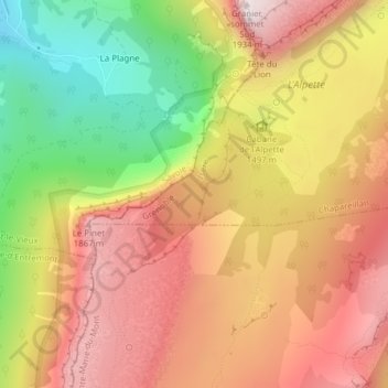 Topografische Karte Grand Glacier, Höhe, Relief