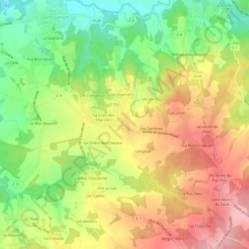 Topografische Karte Les Clapiers, Höhe, Relief
