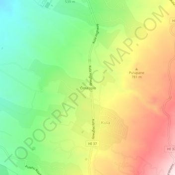 Topografische Karte Omaopio, Höhe, Relief