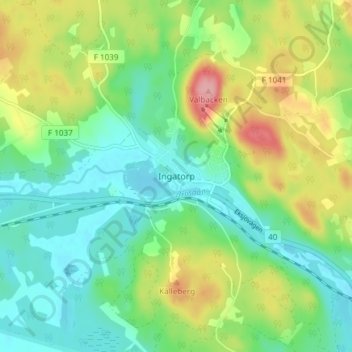 Topografische Karte Ingatorp, Höhe, Relief