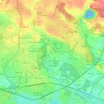 Topografische Karte Mangorvenec, Höhe, Relief