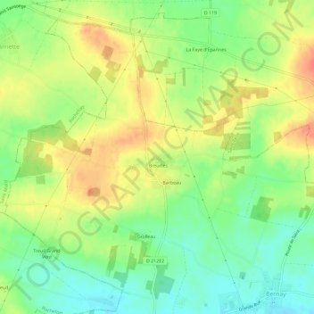 Topografische Karte Breuilles, Höhe, Relief