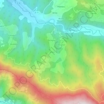 Topografische Karte Arrous, Höhe, Relief