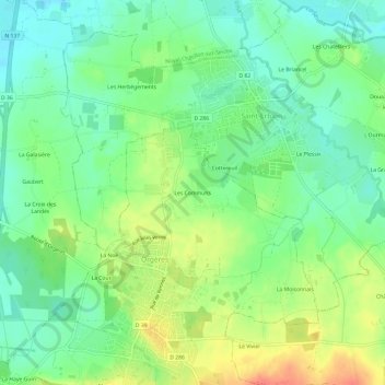 Topografische Karte Les Communs, Höhe, Relief