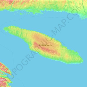 Topografische Karte Île Anticosti, Höhe, Relief