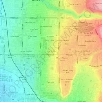 Topografische Karte Silver Ridge, Höhe, Relief