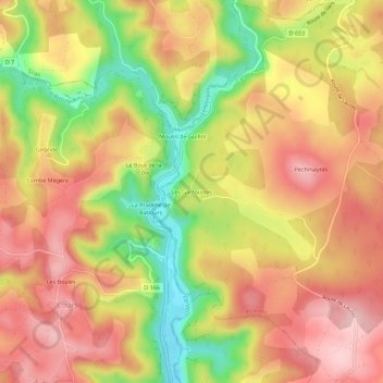 Topografische Karte Les Garroustes, Höhe, Relief