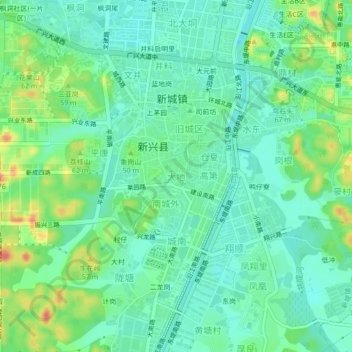 Topografische Karte 大地, Höhe, Relief