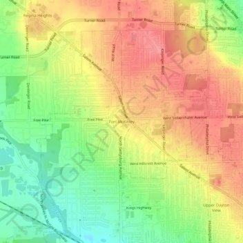 Topografische Karte Fort McKinley, Höhe, Relief