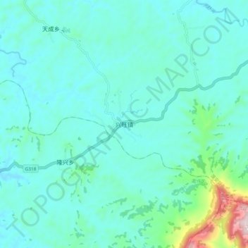 Topografische Karte 兴旺镇, Höhe, Relief