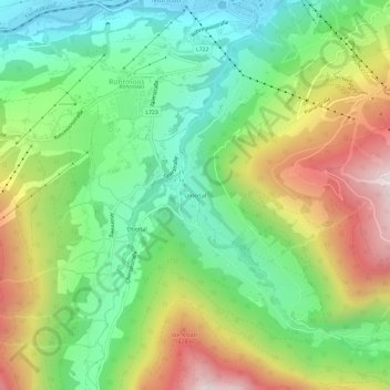 Topografische Karte Untertal, Höhe, Relief