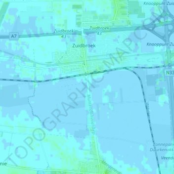 Topografische Karte Tusschenloegen, Höhe, Relief
