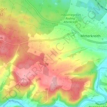 Topografische Karte Nassen, Höhe, Relief