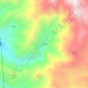 Topografische Karte 大源村, Höhe, Relief