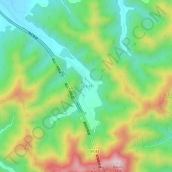 Topografische Karte 岭下村, Höhe, Relief