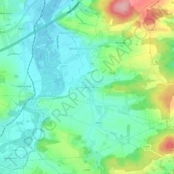 Topografische Karte Landfriedstetten, Höhe, Relief