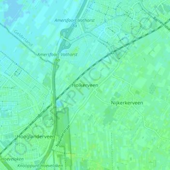 Topografische Karte Holkerveen, Höhe, Relief