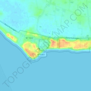 Topografische Karte Kåseberga, Höhe, Relief