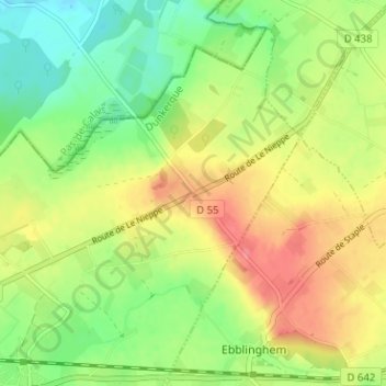 Topografische Karte Le Nieppe, Höhe, Relief