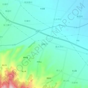 Topografische Karte 西寨村, Höhe, Relief