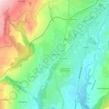 Topografische Karte Chaudefeuille, Höhe, Relief