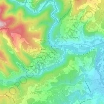 Topografische Karte Le Daber, Höhe, Relief
