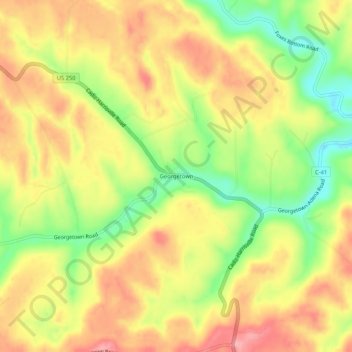 Topografische Karte Georgetown, Höhe, Relief