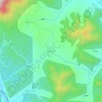 Topografische Karte 慈母川村, Höhe, Relief