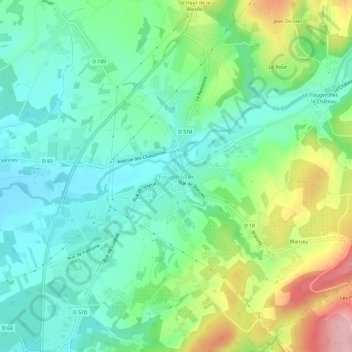 Topografische Karte Fougerolles, Höhe, Relief