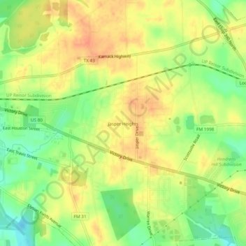 Topografische Karte Jasper Heights, Höhe, Relief