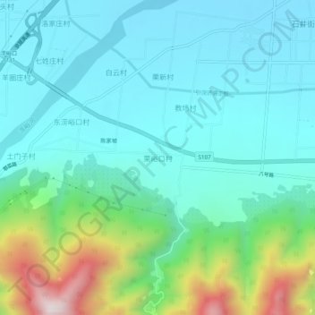 Topografische Karte 栗峪口村, Höhe, Relief