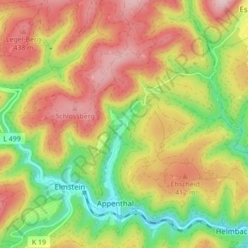 Topografische Karte Harzofen, Höhe, Relief