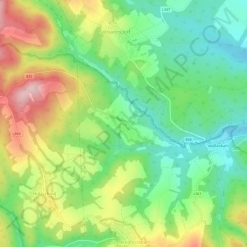 Topografische Karte Günseck, Höhe, Relief