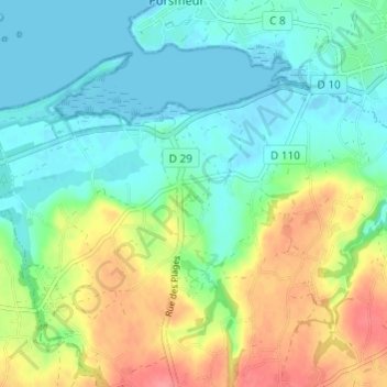 Topografische Karte Kerléa, Höhe, Relief
