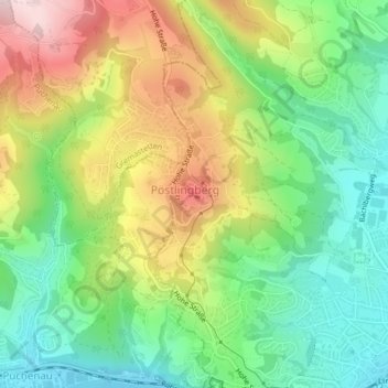Topografische Karte Pöstlingberg, Höhe, Relief