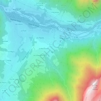 Topografische Karte Les Devins, Höhe, Relief