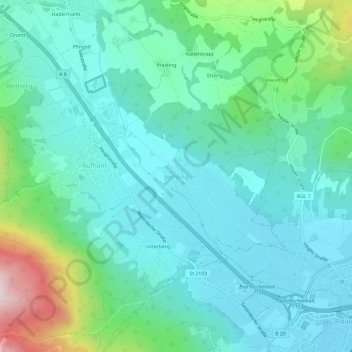 Topografische Karte Jechling, Höhe, Relief