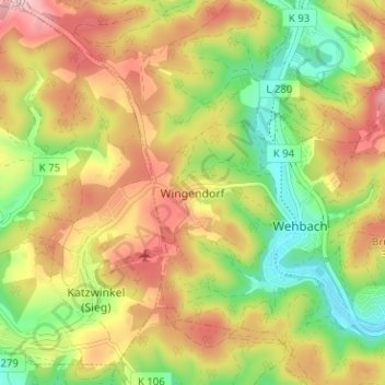 Topografische Karte Wingendorf, Höhe, Relief