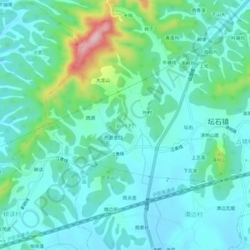 Topografische Karte 新叶村, Höhe, Relief