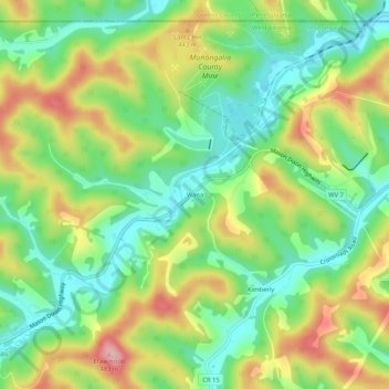 Topografische Karte Wana, Höhe, Relief