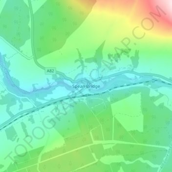 Topografische Karte Spean Bridge, Höhe, Relief